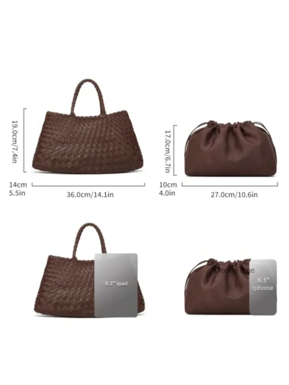 Woven Tote Bag for Women Large Handmade Hobo Shoulder Purse Work Commuter